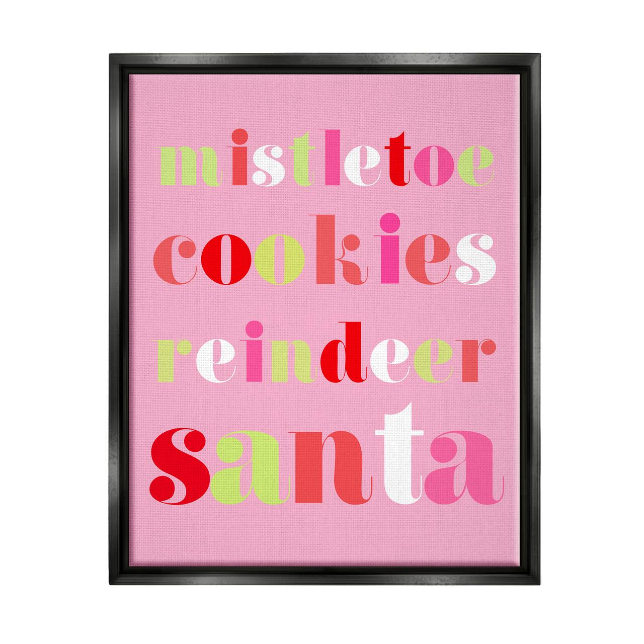 Stupell Industries Mistletoe Cookies Reindeer Santa Bold Framed Floater Canvas Wall Art